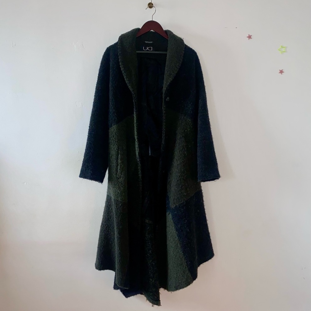 ETHEREAL 00s ASYMMETRICAL WOOL LAYERING OVERCOAT